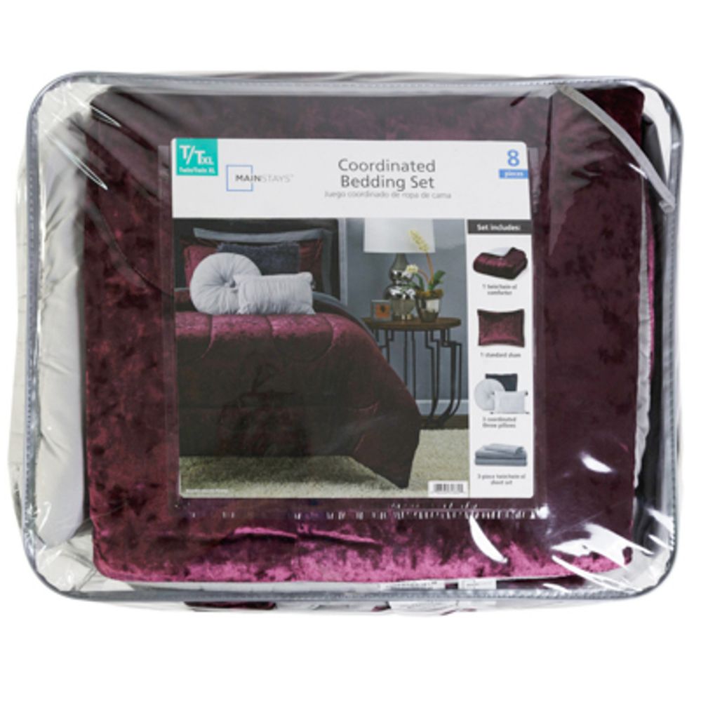 Bedding Set In A Bag 8pc Purple Velvet Twin/twin xl