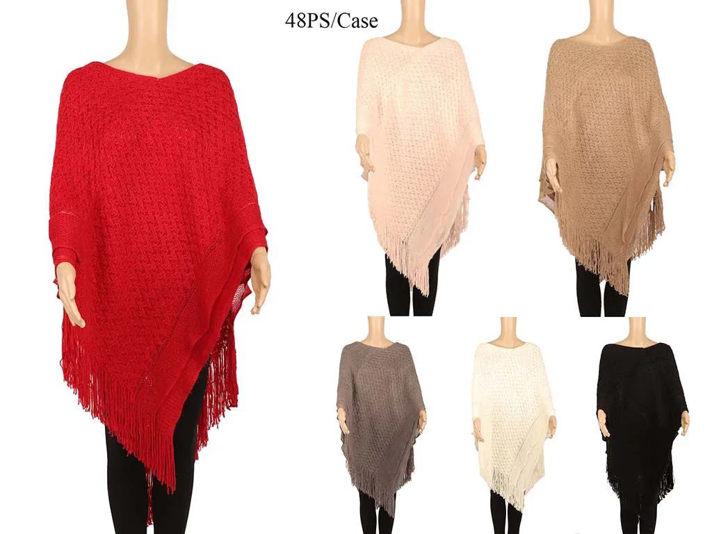 12 Pieces of Britt's Knits Beyond Soft Chenille Ponchos Assorted