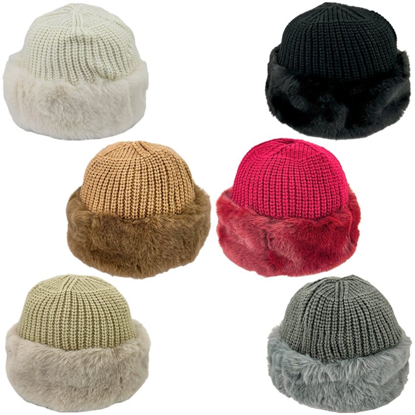 12 pieces of Faux Fur Winter Hats for Women - Mixed Colors