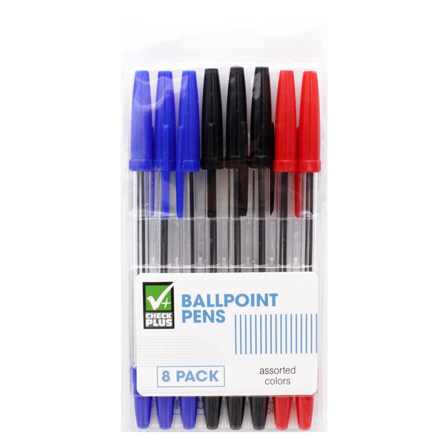 48 pieces of Check Plus Ballpens 8 Ct Asssorted Colors