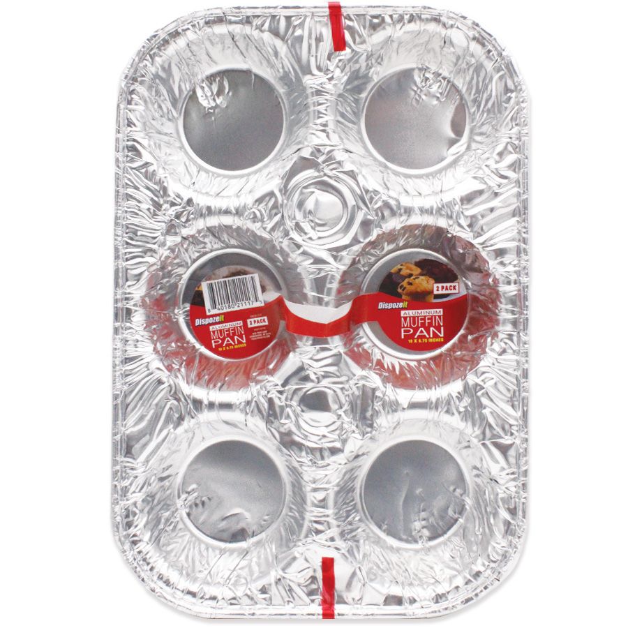 48 pieces of Dispozeit Foil Muffin Pan 10 X 6.75 In 2 Pk 6 Cavity