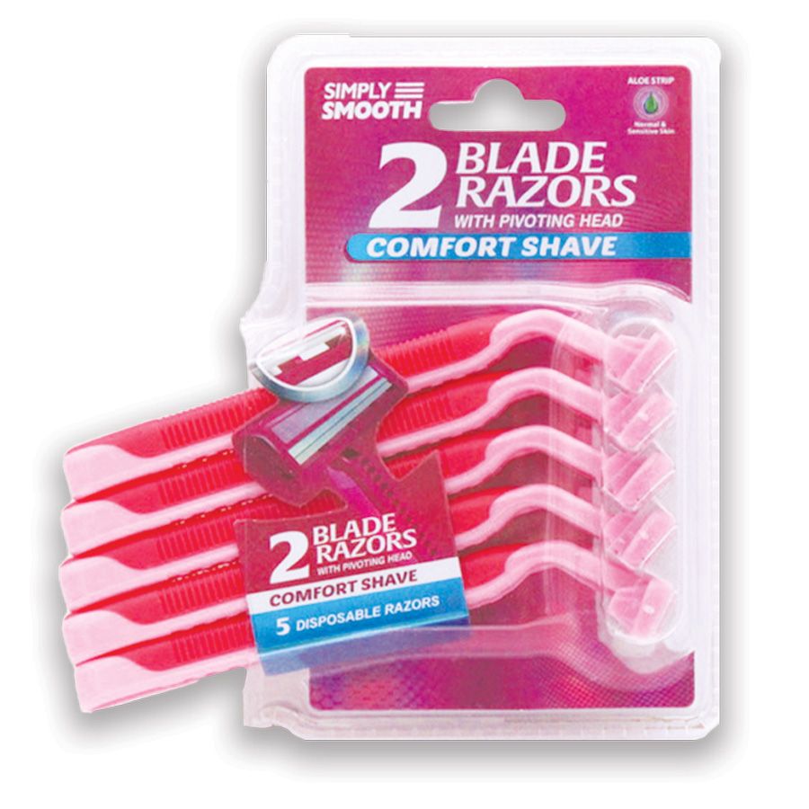 24 pieces of Simply Smooth Razors For Women 5 Pk Twin Blade With Pivoting Head