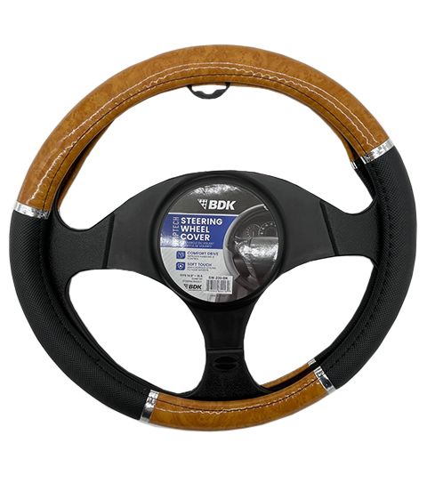 12 Pieces of Steering Wheel Cover Blk Lt Wood Grain