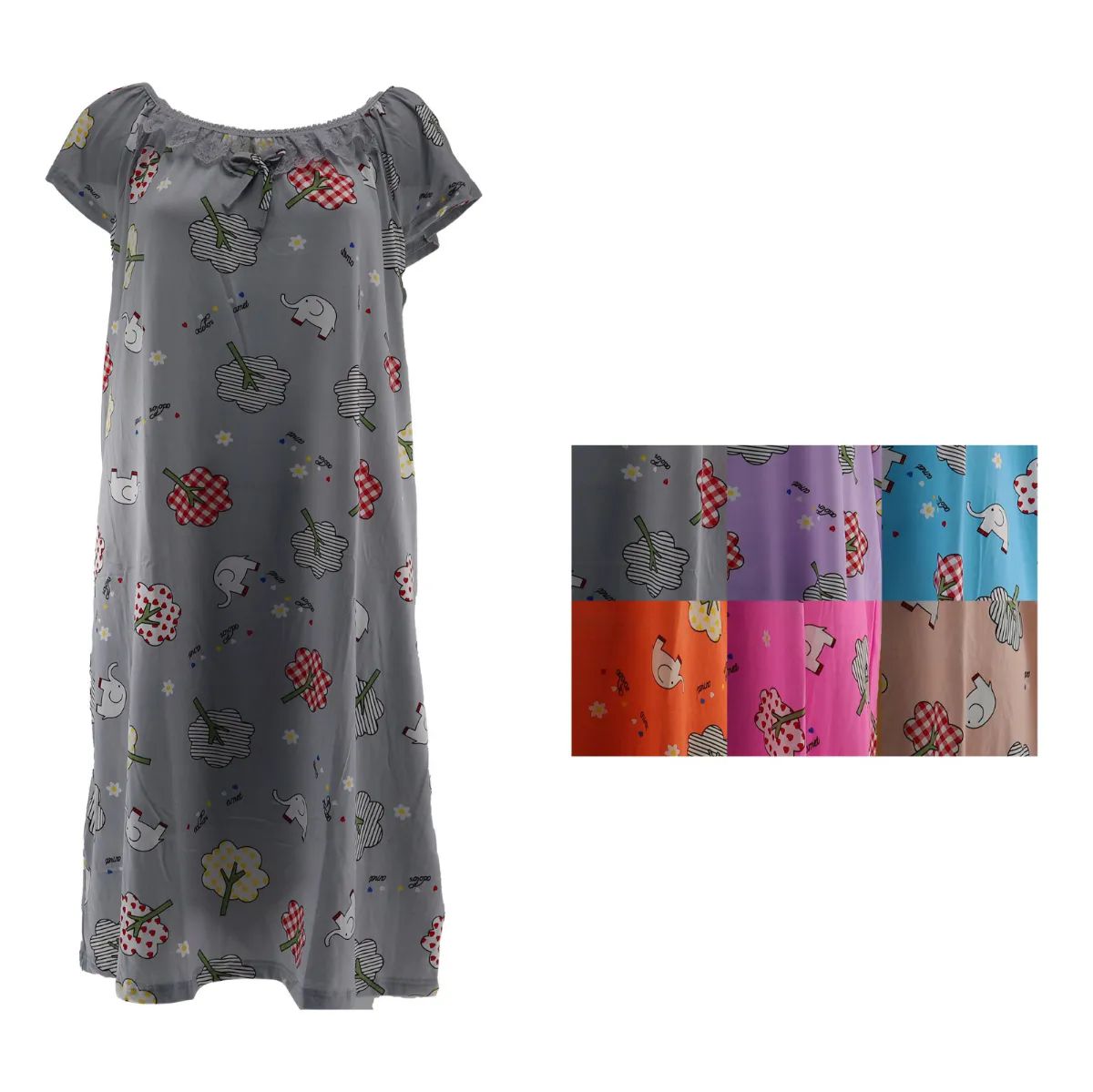 96 Pieces of Woman Elephant Print Night Gown