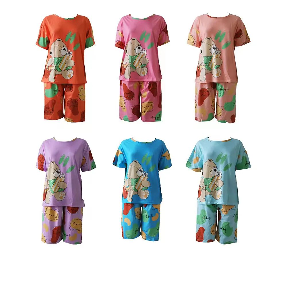 96 Pieces of Woman Bear Print 2 Pc Pajama Set