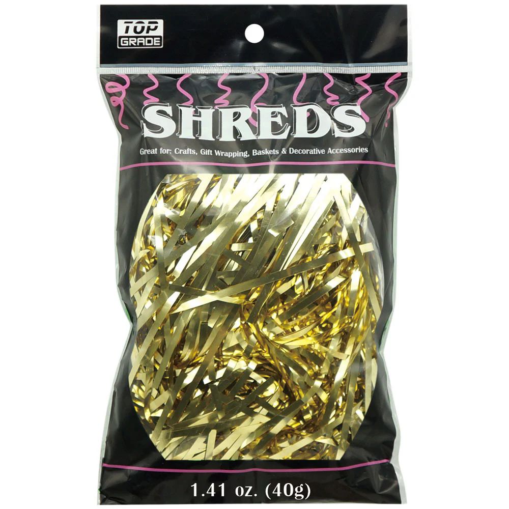 96 Pieces of Shredded Holographic Gold Paper