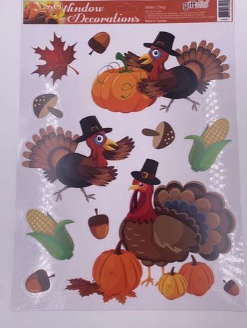36 Pieces of Thanksgiving Window Cling