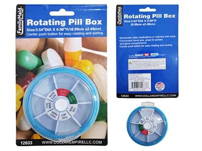 96 Pieces of Rotating Pill Box In Blue/clear