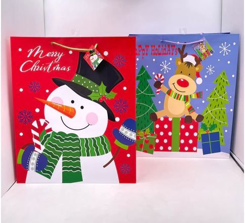 12 Wholesale Jumbo Christmas Gift Bags - at 