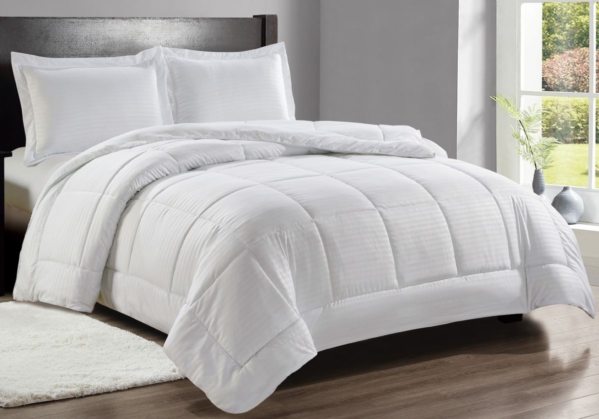 4 Sets 3 Piece Embossed Comforter Set Queen White Only Comforter Plus 2 Shams Comforters & Bed