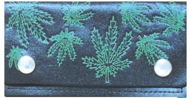 12 Pieces of Marijuana Leaves Pattern Leather Bi Fold Wallet