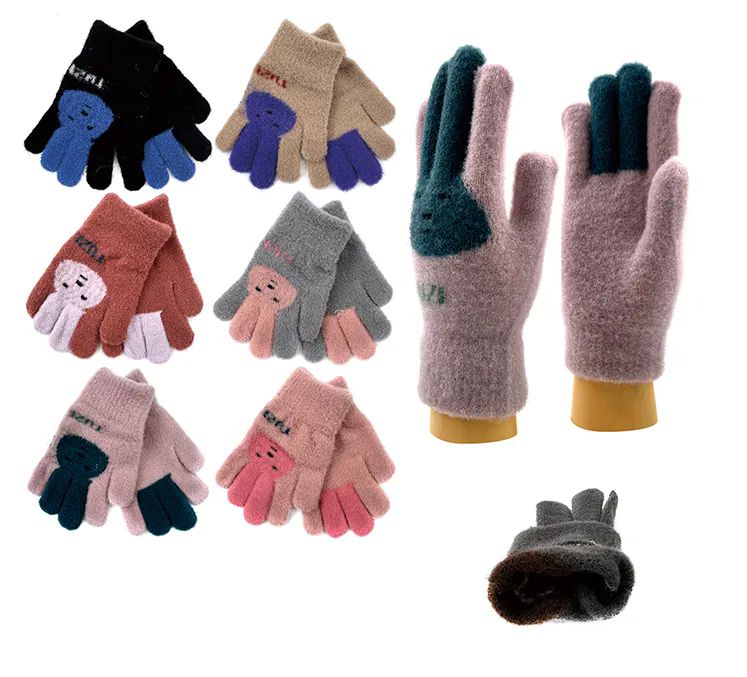24 Pairs of Unisex Kids Winter Gloves With Bunny Design