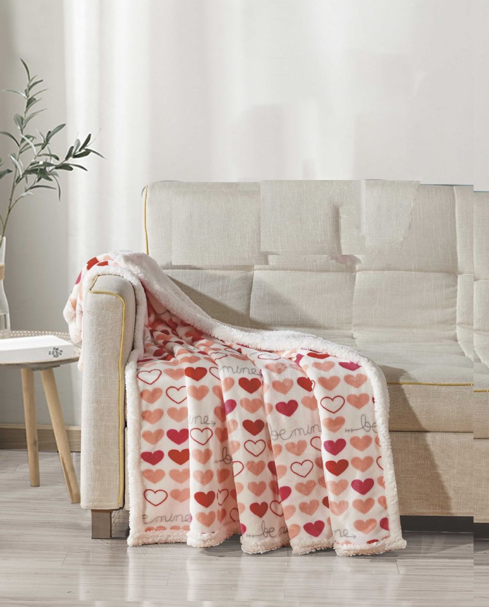 12 Pieces of Heart Sherpa Throw 50x60