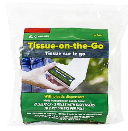 6 Pieces of Coghlan's Tissue On The Go - With Plastic Dispensers Pack Of 2