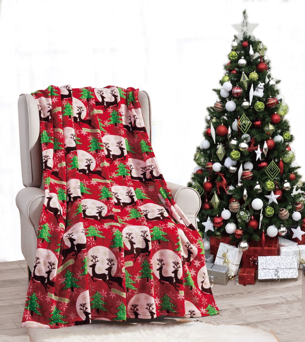 12 Pieces Holiday Magic Holiday Throw Design Micro Plush Throw Blanket 50x60 Multicolor - Micro Plush Blankets