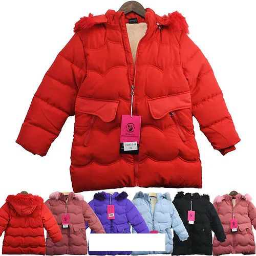 24 Pieces of Girls' Hooded Jacket Mid Length Large