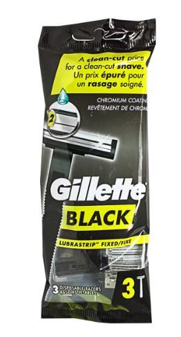 4 Pieces of Gillette Black Fixed Handle Men's Disposable Razor - Pack Of 3
