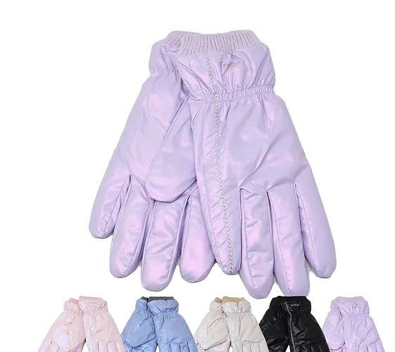 12 Pieces of Women's Winter Gloves Glossy Fashion Gloves Fur Lining