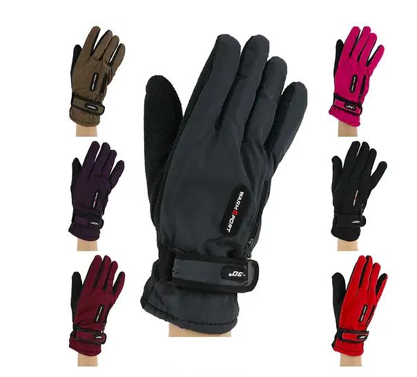 12 Pieces of Women's Ski Gloves Adjustable Strap Fur Lining