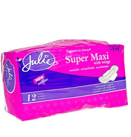 36 Pieces of Juliesuper Maxi Pads With Wings - 12 Ct.