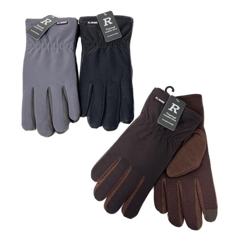 48 Pieces of Men's Lined Touch Screen Gloves With Gripper Palm