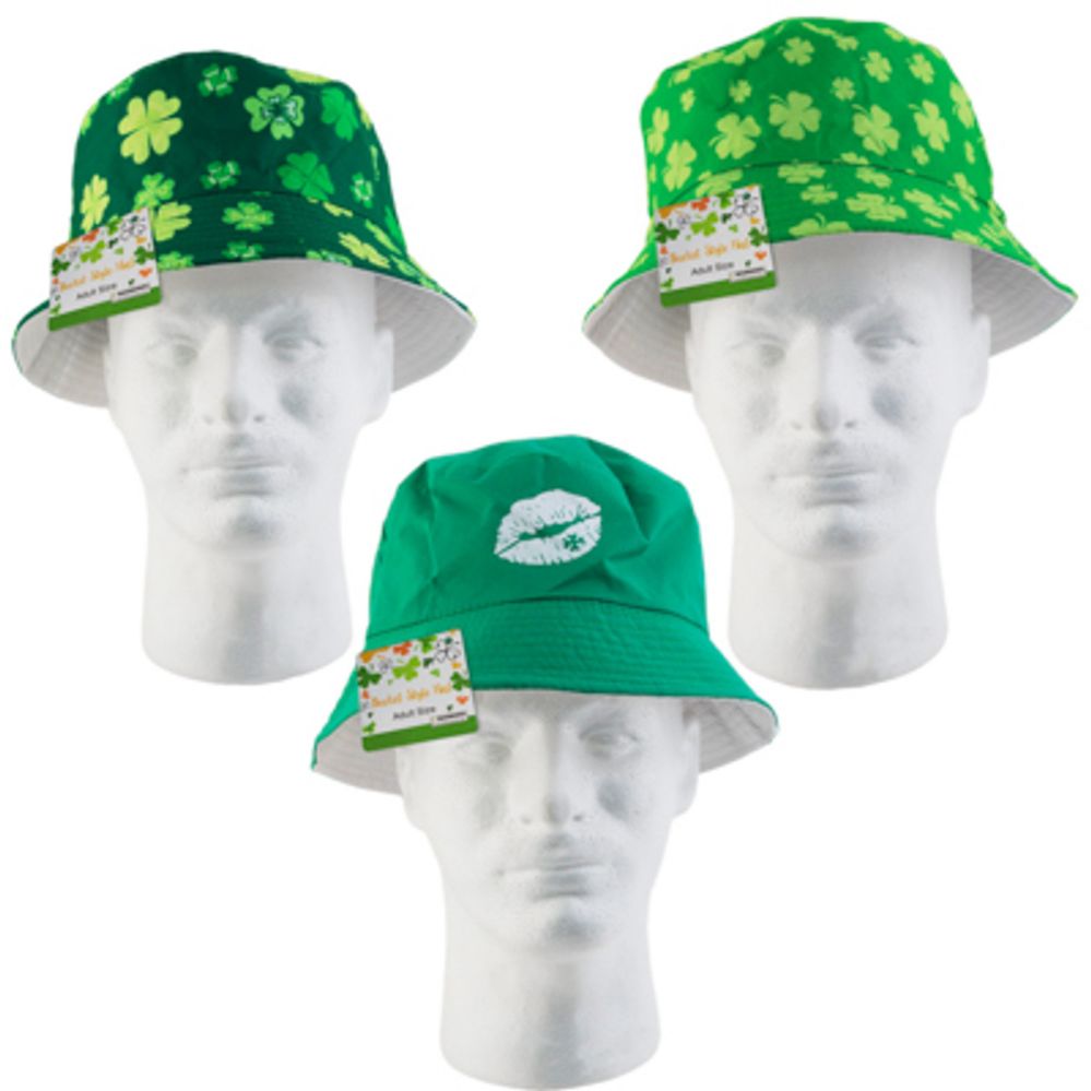 36 pieces of Hat St Patricks Bucket Style W/lips Or Shamrock Print 3ast Jhook/ht