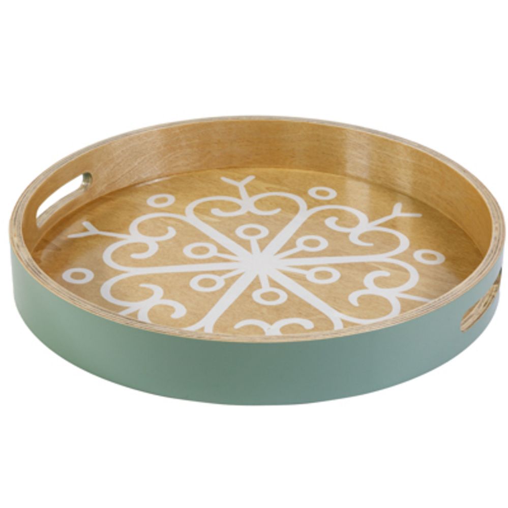 6 pieces of Serving Tray 14inch Wooden W/handles Snowflake