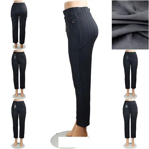 24 Pieces of Winter Plaid Print Pants Fur Linning