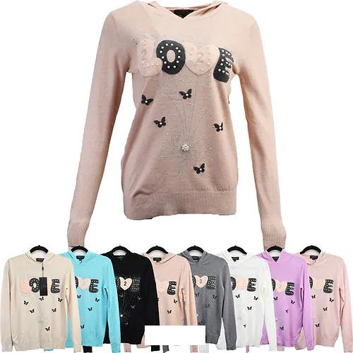 24 Pieces of Winter Knitted Hoodie Cashmere Butterfly Print