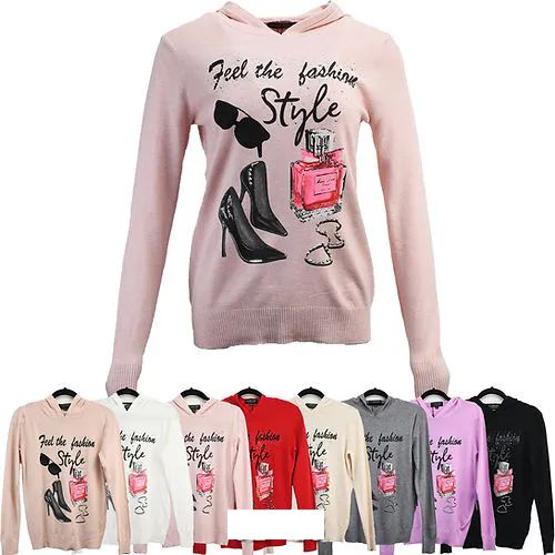 24 Pieces of Winter Knitted Hoodie Cashmere Style Print