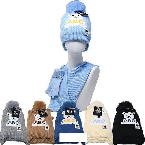 24 Pieces of Kid's Fleece 3 Pc Set Hats/gloves/scarf