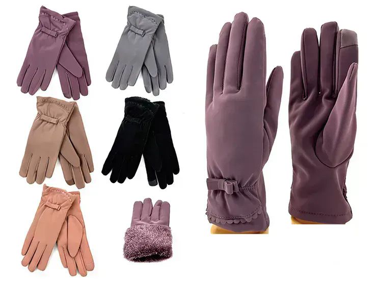 24 Pairs of Womens Fuzzy Interior Touchscreen Winter Gloves In Assorted Color