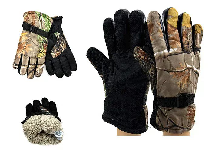 24 Pairs of Men's Fuzzy Interior Camo Winter Gloves
