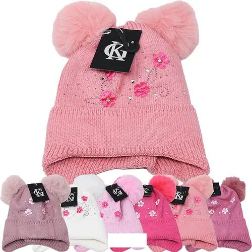24 Pieces of Kid's Fur Lining Winter Hat Flowers