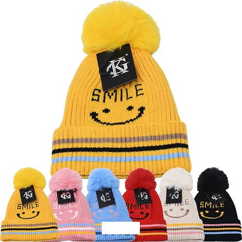 24 Pieces of Fur Lining Winter Hat Smile Pattern