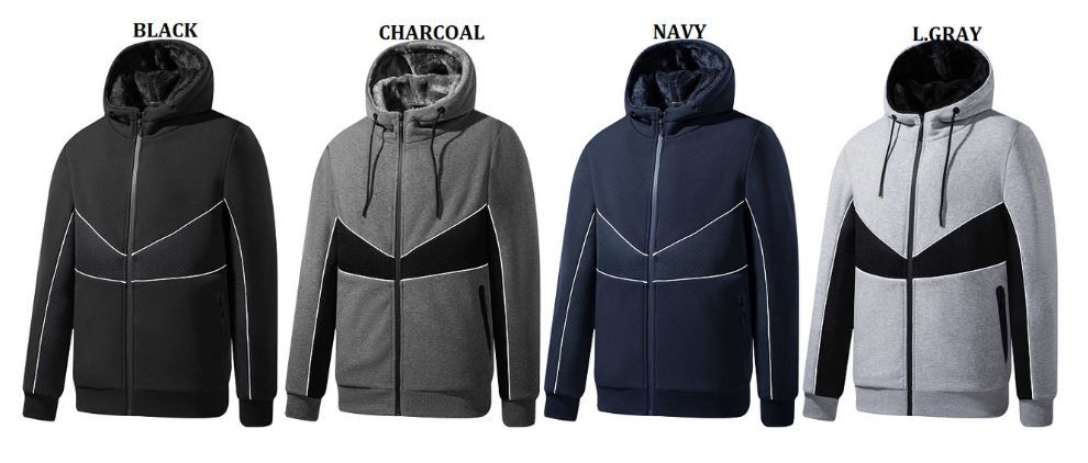 6 Pieces Mens Fleece Hoodie With Fur Lining In Navy( Pack B: M-3xl) - Mens Jackets