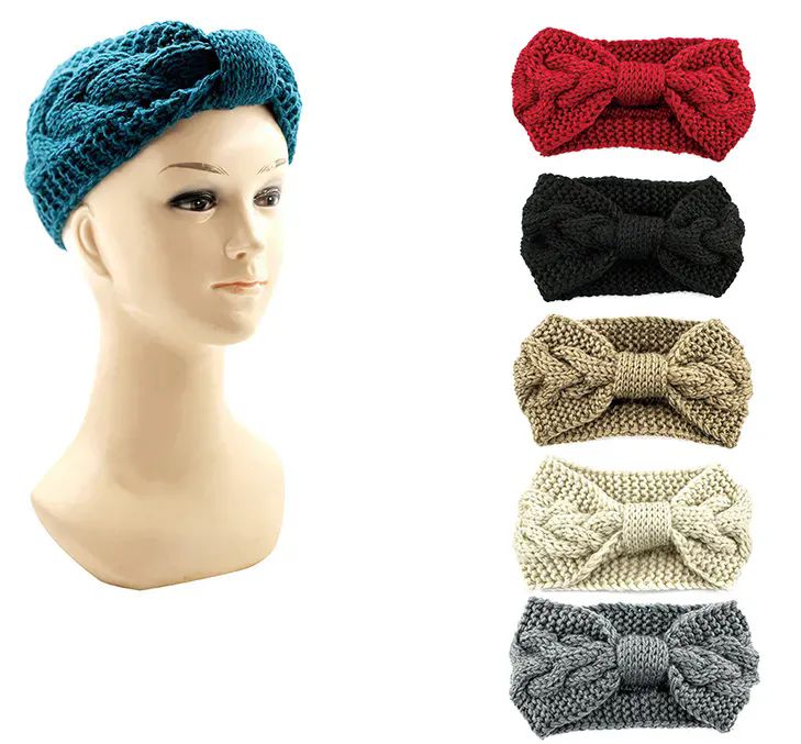 24 Pairs Womens Knit Headband With Tie - Headbands