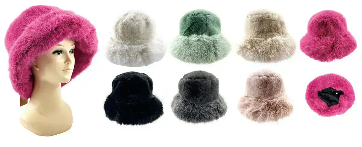 24 Pairs of Womens Furry Bucket Hat