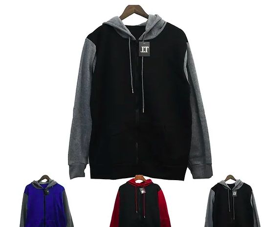 12 Sets of Men's Pullover Hoodie Fleece Lining Two Tone S/m