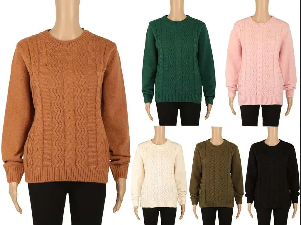 24 Pieces of Women's Textured Sweater Assorted Colors