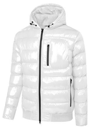 12 Pieces Men's Fashion Shiny Jacket With Fur Lining In White (pack A: S-Xl) - Mens Jackets