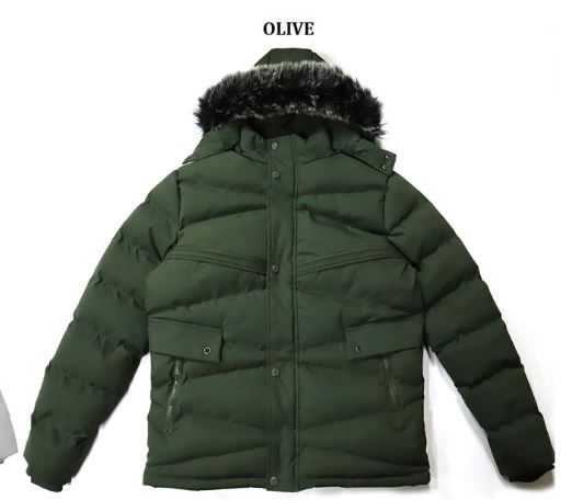 12 Wholesale Men's Puffer Heavy Jacket In Olive (pack B: L-Xl)