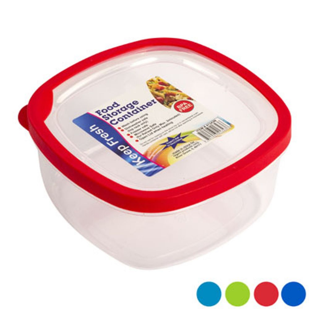 48 pieces of Food Storage Container Square 4 Color Rubber Rim On Lid 1.7l 7.1 X 7.1 X 3.5h