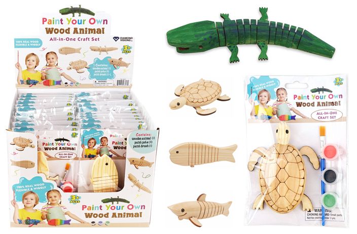 24 Wholesale Wooden Animal Craft Paint Set - at 
