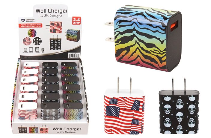 18 Pieces of Usb Wall Charger With Design 2.4 Amp