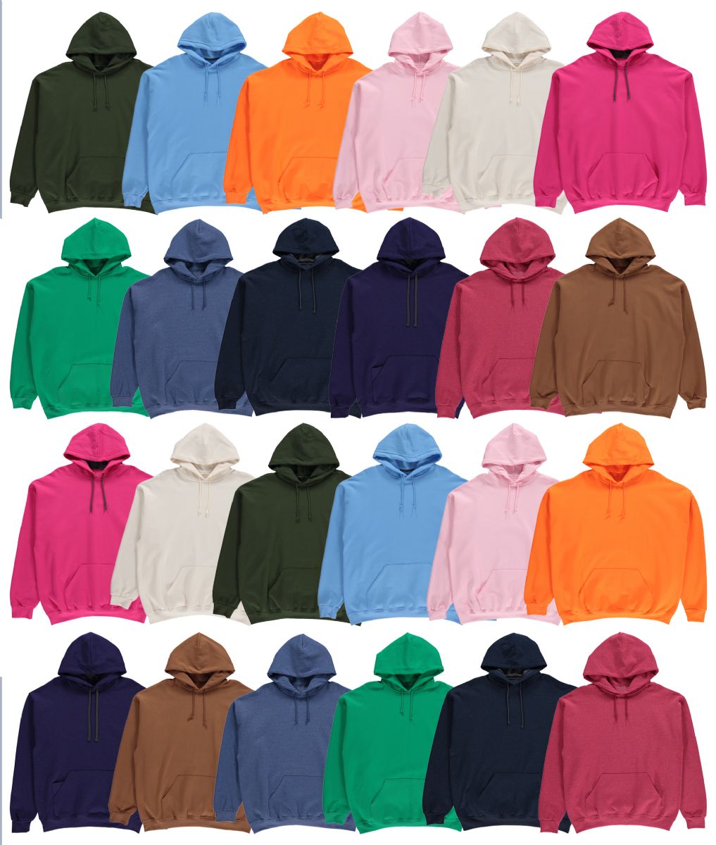 24 Pieces of Unisex Irregular Cotton Hoodie Sweatshirt In Assorted Colors 2xlarge