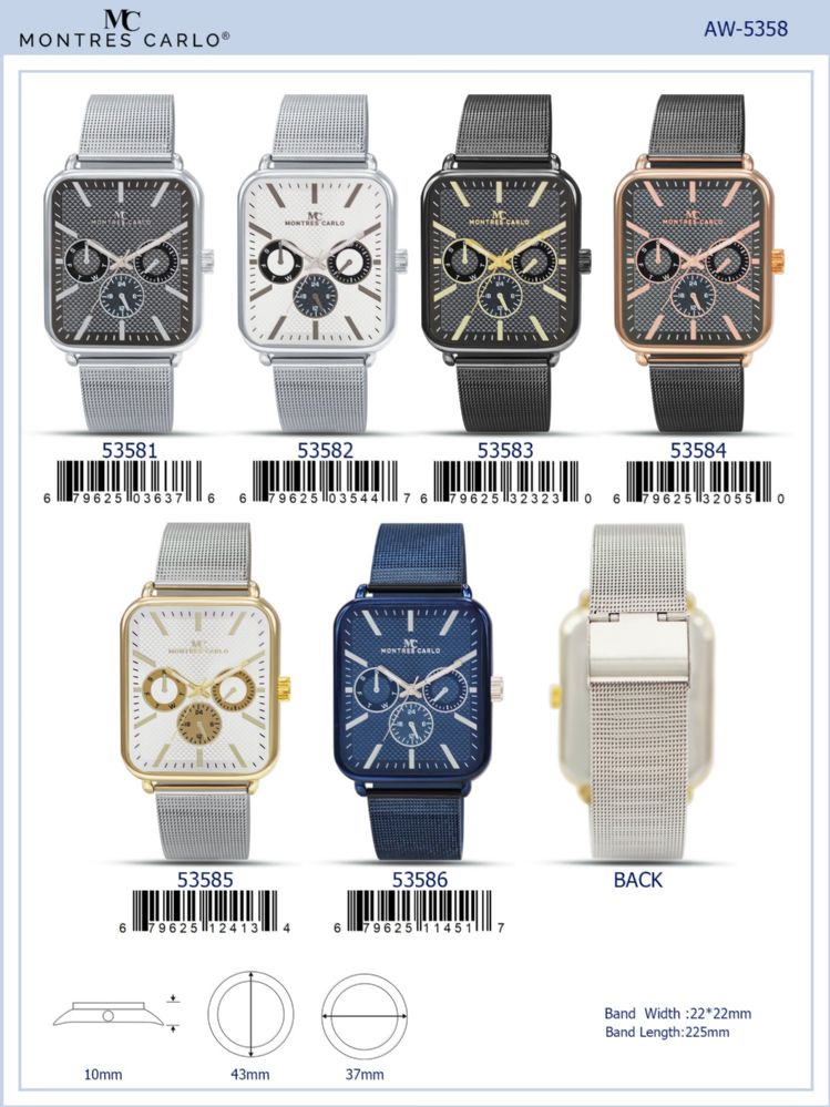12 Wholesale Men's Watch - 53585 assorted colors