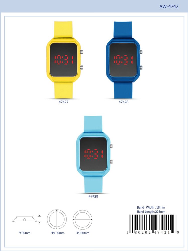 12 Wholesale Digital Watch - 47424 assorted colors