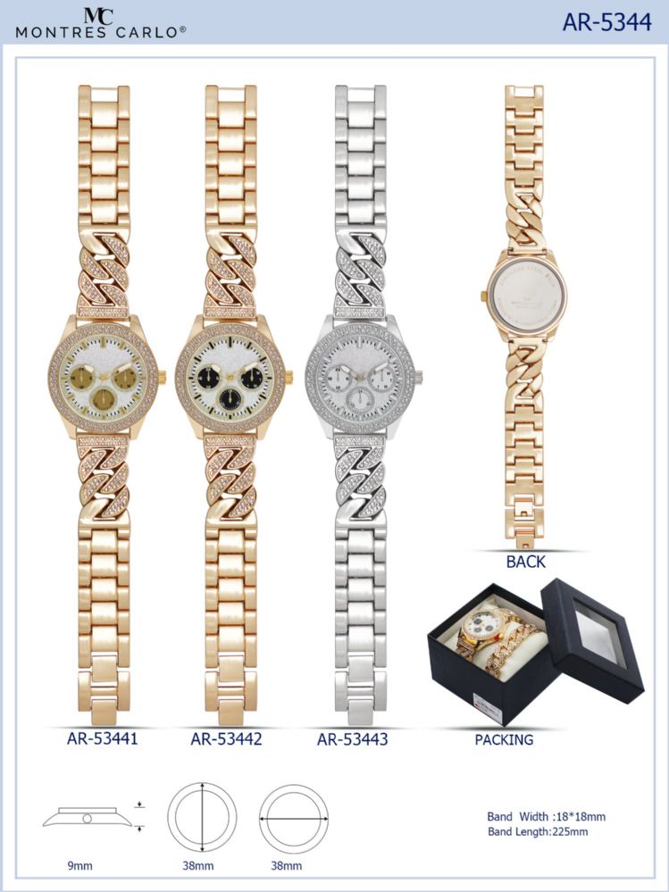 12 Wholesale Ladies Watch - AR-53441 assorted colors