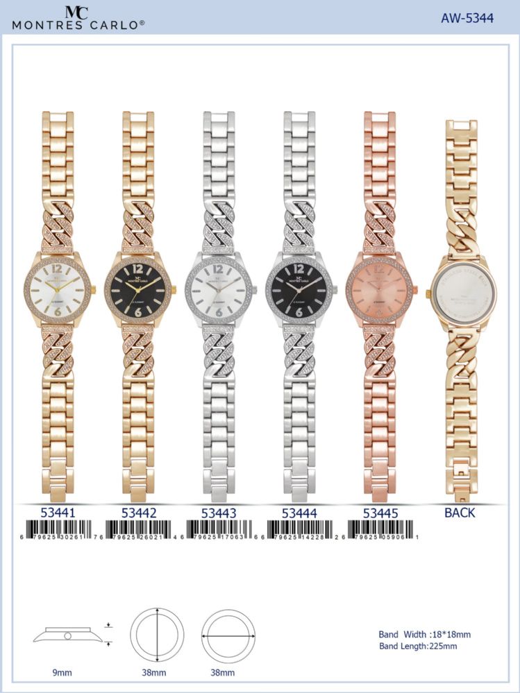 12 Wholesale Ladies Watch - 53442 assorted colors